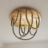 Modern Geometric Crystal Corde Flush Mount Ceiling Light Stainless Steel LED Fixture Gold Finish