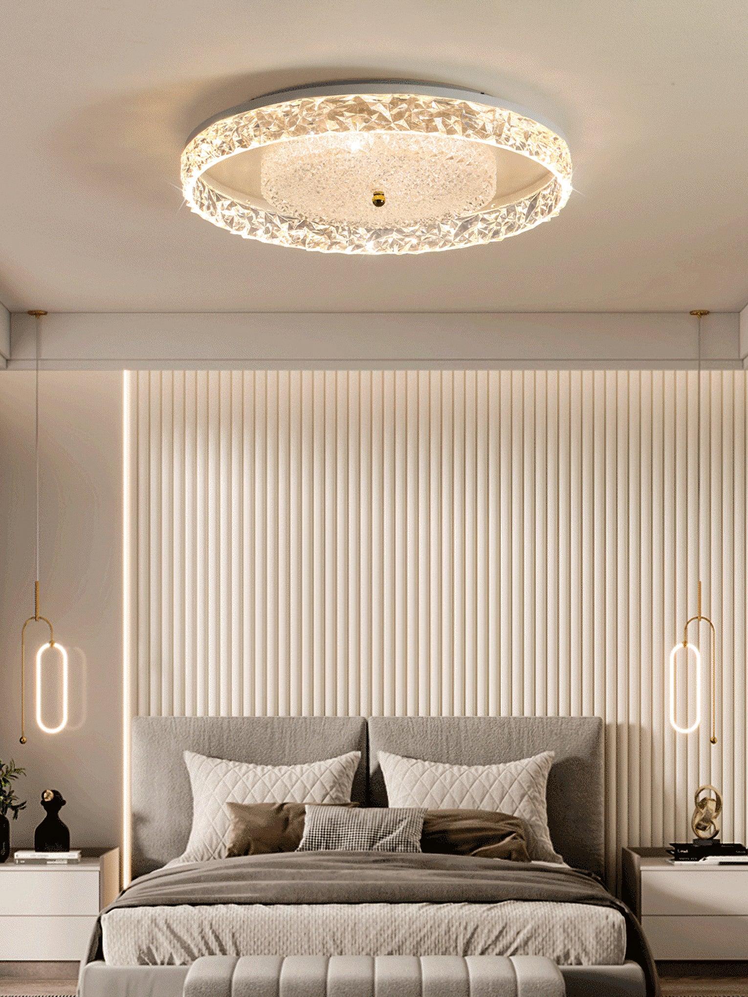 Modern Round Crystal Embedded LED Ceiling Light Flush Mount Fixture