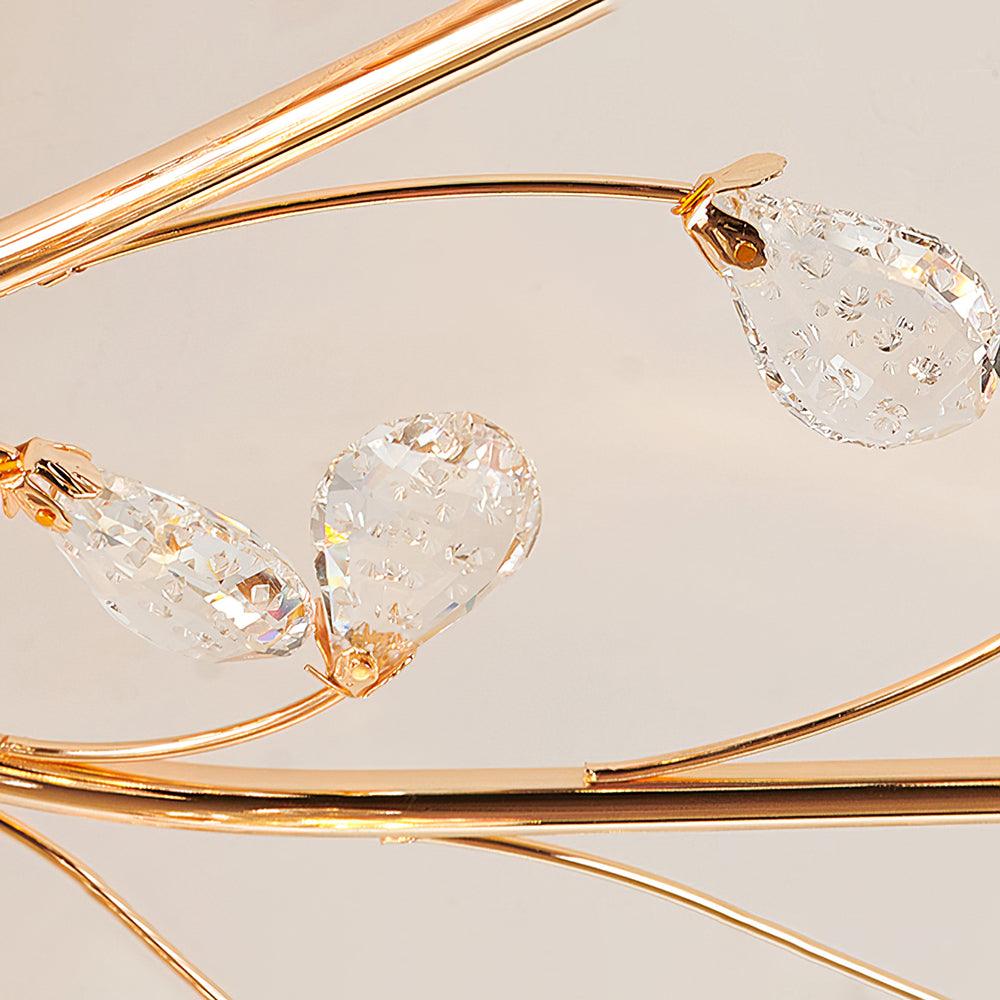 Elegant Luxury Crystal Flower Flush Mount Ceiling Light in Gold Finish