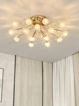 Elegant Luxury Crystal Flower Flush Mount Ceiling Light in Gold Finish