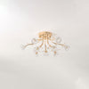 Elegant Luxury Crystal Flower Flush Mount Ceiling Light in Gold Finish