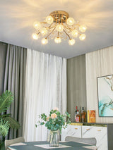 Elegant Luxury Crystal Flower Flush Mount Ceiling Light in Gold Finish