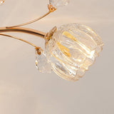Elegant Luxury Crystal Flower Flush Mount Ceiling Light in Gold Finish