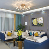 Elegant Luxury Crystal Flower Flush Mount Ceiling Light in Gold Finish