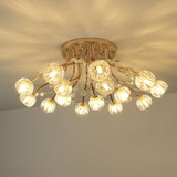 Elegant Luxury Crystal Flower Flush Mount Ceiling Light in Gold Finish