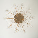 Elegant Luxury Crystal Flower Flush Mount Ceiling Light in Gold Finish