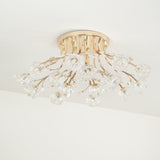 Elegant Luxury Crystal Flower Flush Mount Ceiling Light in Gold Finish