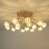 Elegant Luxury Crystal Flower Flush Mount Ceiling Light in Gold Finish