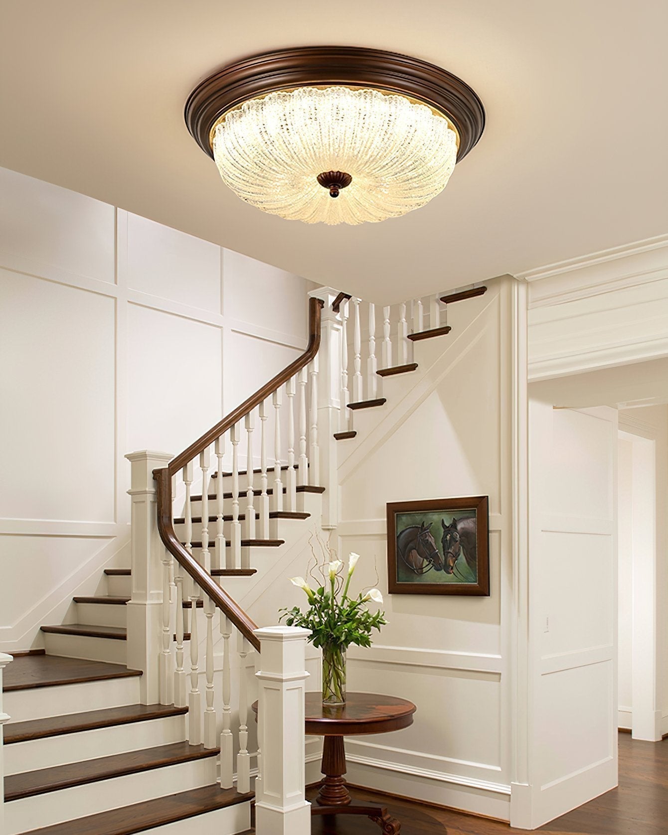 modern-walnut-wood-grain-crystal-glass-dome-led-ceiling-light-for-living-room
