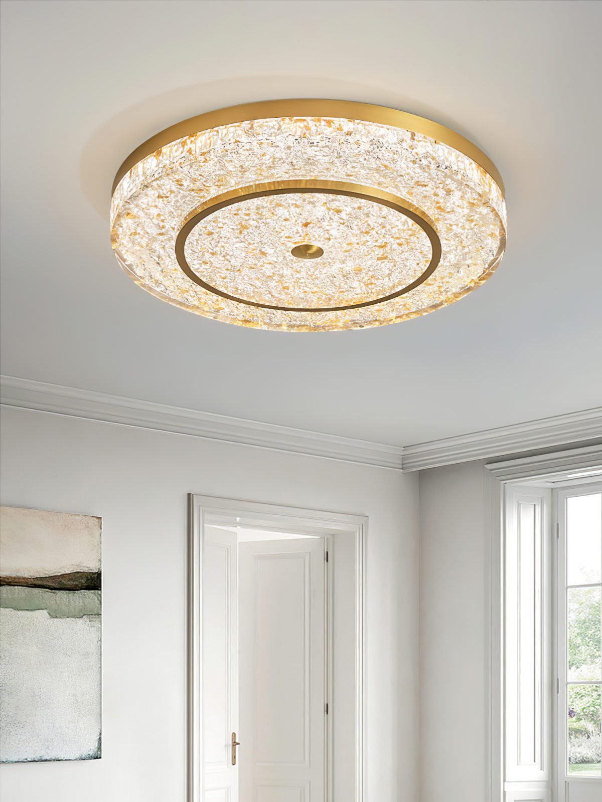 modern-luxury-brass-and-resin-flush-mount-ceiling-lamp-with-integrated-led-light