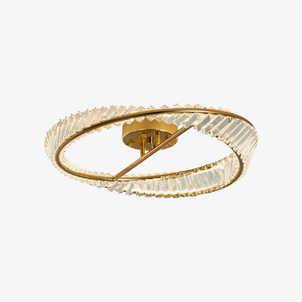 Modern Circular Crystal Rings LED Flush Mount Ceiling Light in Brass Finish