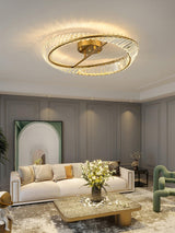 Modern Circular Crystal Rings LED Flush Mount Ceiling Light in Brass Finish