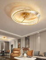 Modern Circular Crystal Rings LED Flush Mount Ceiling Light in Brass Finish