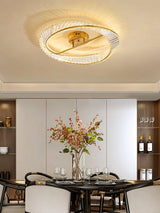 Modern Circular Crystal Rings LED Flush Mount Ceiling Light in Brass Finish