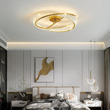 Modern Circular Crystal Rings LED Flush Mount Ceiling Light in Brass Finish