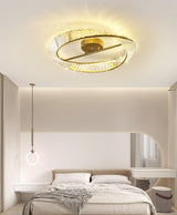 Modern Circular Crystal Rings LED Flush Mount Ceiling Light in Brass Finish