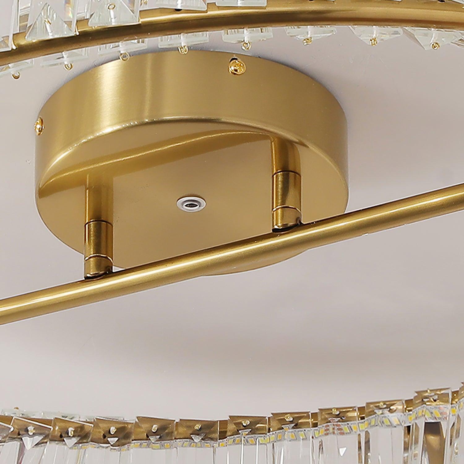 Modern Circular Crystal Rings LED Flush Mount Ceiling Light in Brass Finish