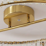 Modern Circular Crystal Rings LED Flush Mount Ceiling Light in Brass Finish