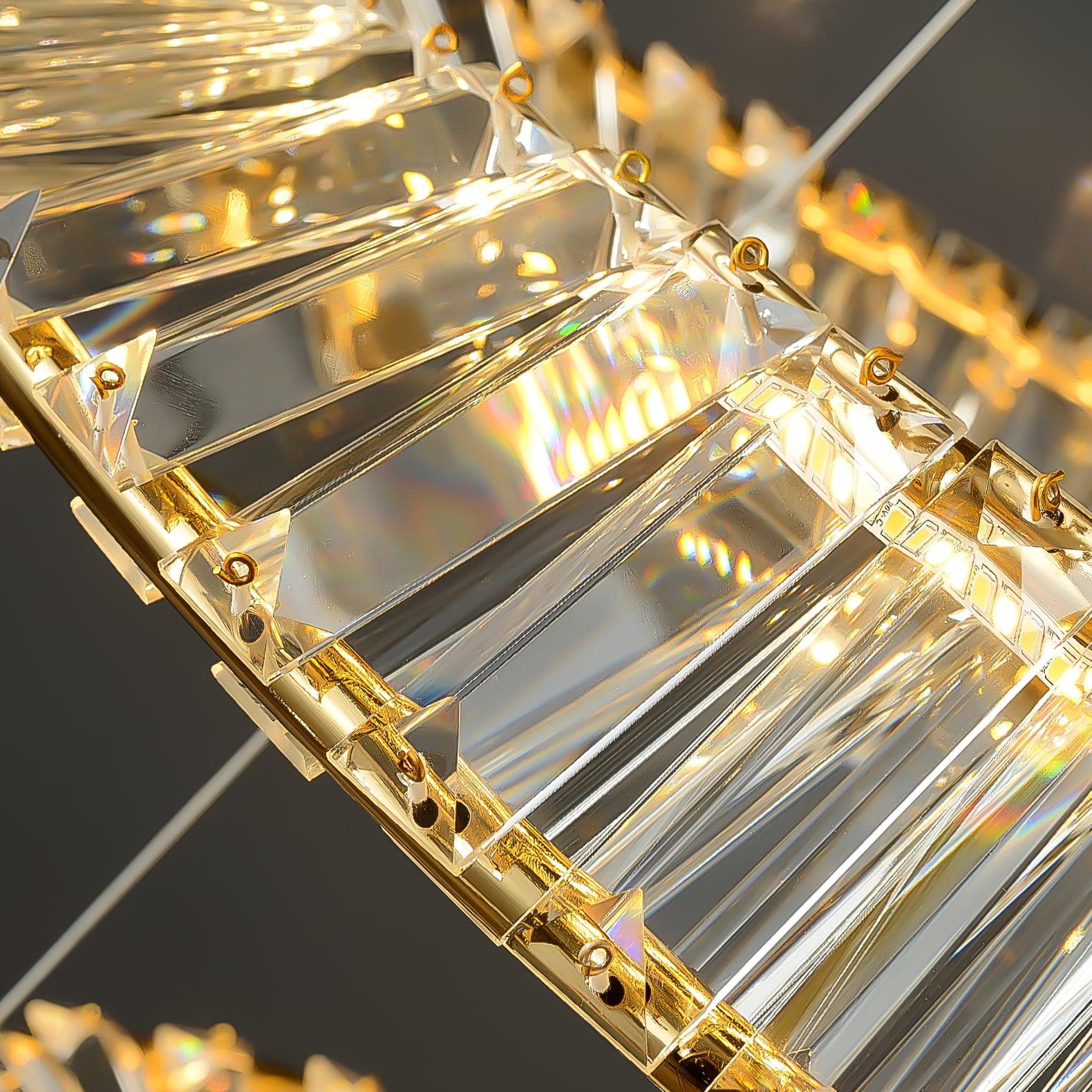 Modern Circular Crystal Rings LED Flush Mount Ceiling Light in Brass Finish