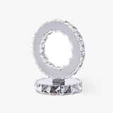 Modern LED Crystal Ring Table Lamp Chrome Finish for Bedroom Nightstand