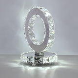 Modern LED Crystal Ring Table Lamp Chrome Finish for Bedroom Nightstand