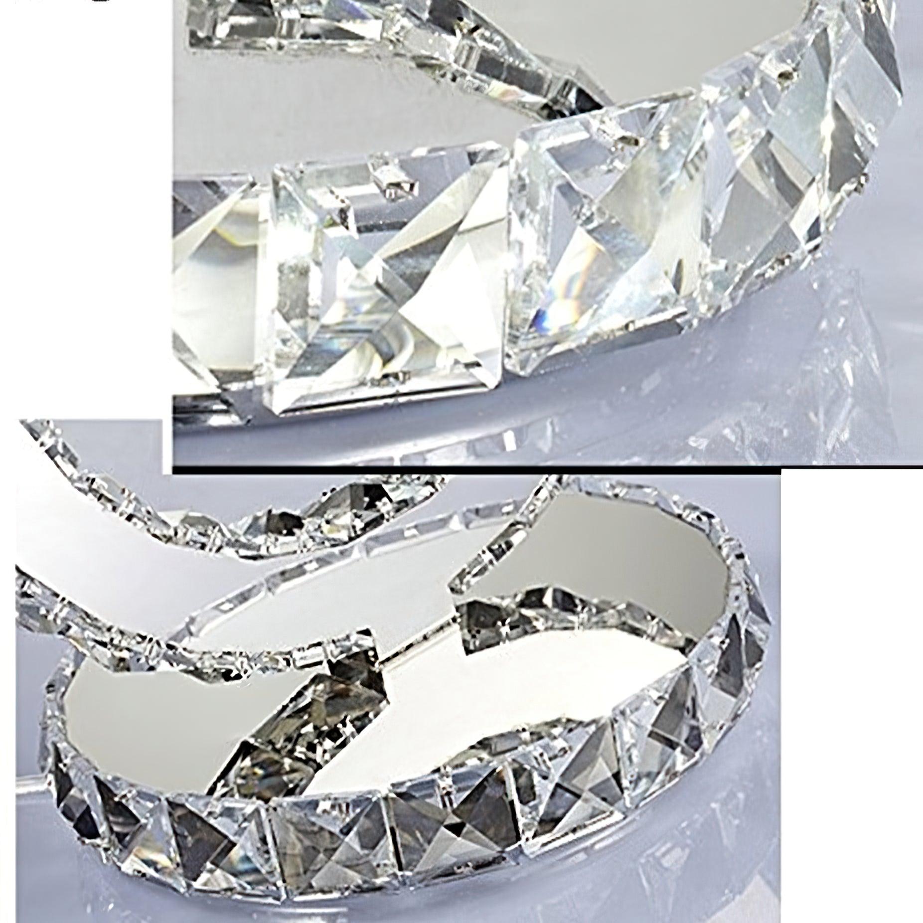 Modern LED Crystal Ring Table Lamp Chrome Finish for Bedroom Nightstand