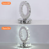Modern LED Crystal Ring Table Lamp Chrome Finish for Bedroom Nightstand