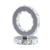 Modern LED Crystal Ring Table Lamp Chrome Finish for Bedroom Nightstand