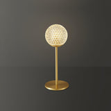 Elegant Crystal Globe Table Lamp with Polished Brass Finish and Spherical Shade