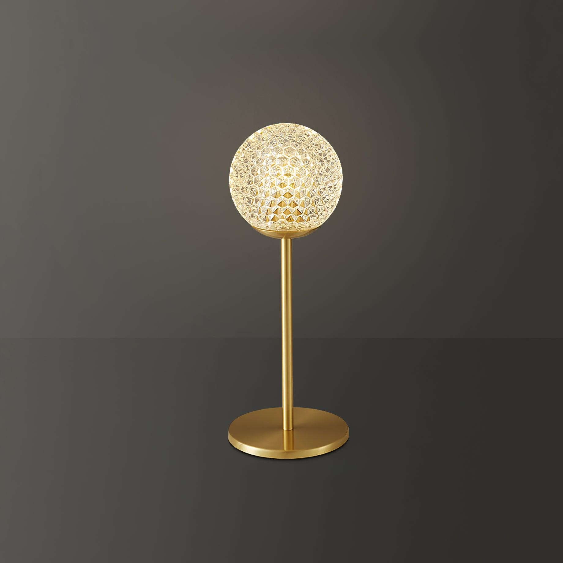 Elegant Crystal Globe Table Lamp with Polished Brass Finish and Spherical Shade