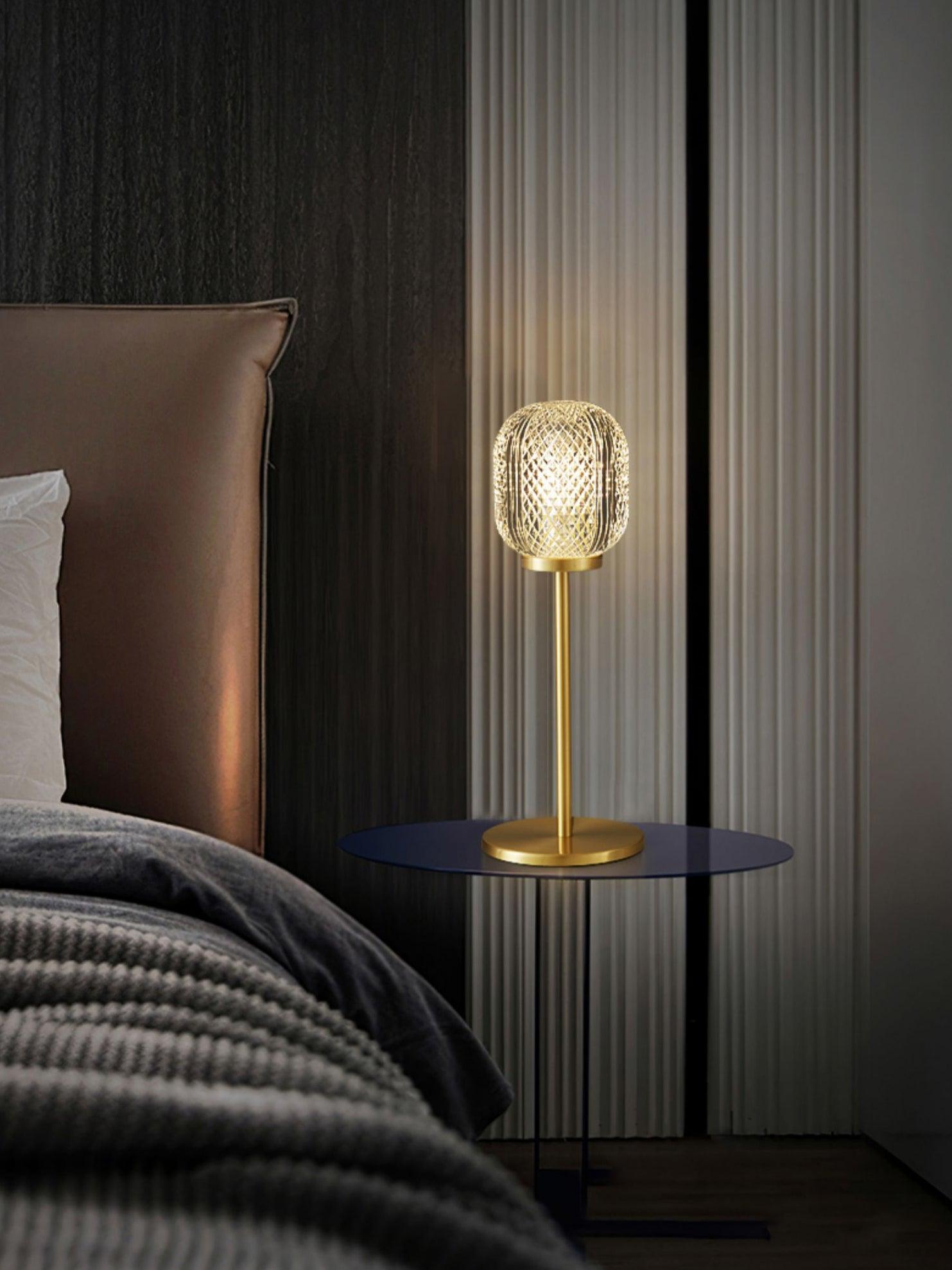 Elegant Crystal Globe Table Lamp with Polished Brass Finish and Spherical Shade