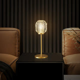Elegant Crystal Globe Table Lamp with Polished Brass Finish and Spherical Shade