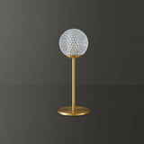 Elegant Crystal Globe Table Lamp with Polished Brass Finish and Spherical Shade