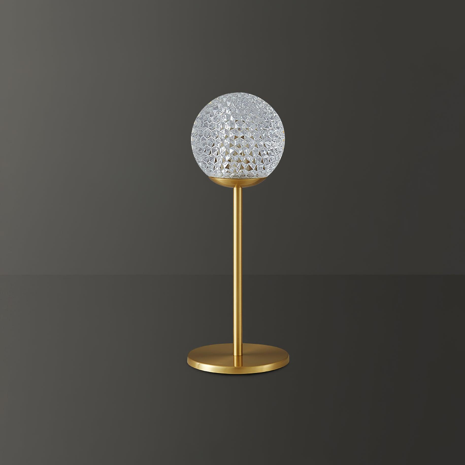 Elegant Crystal Globe Table Lamp with Polished Brass Finish and Spherical Shade