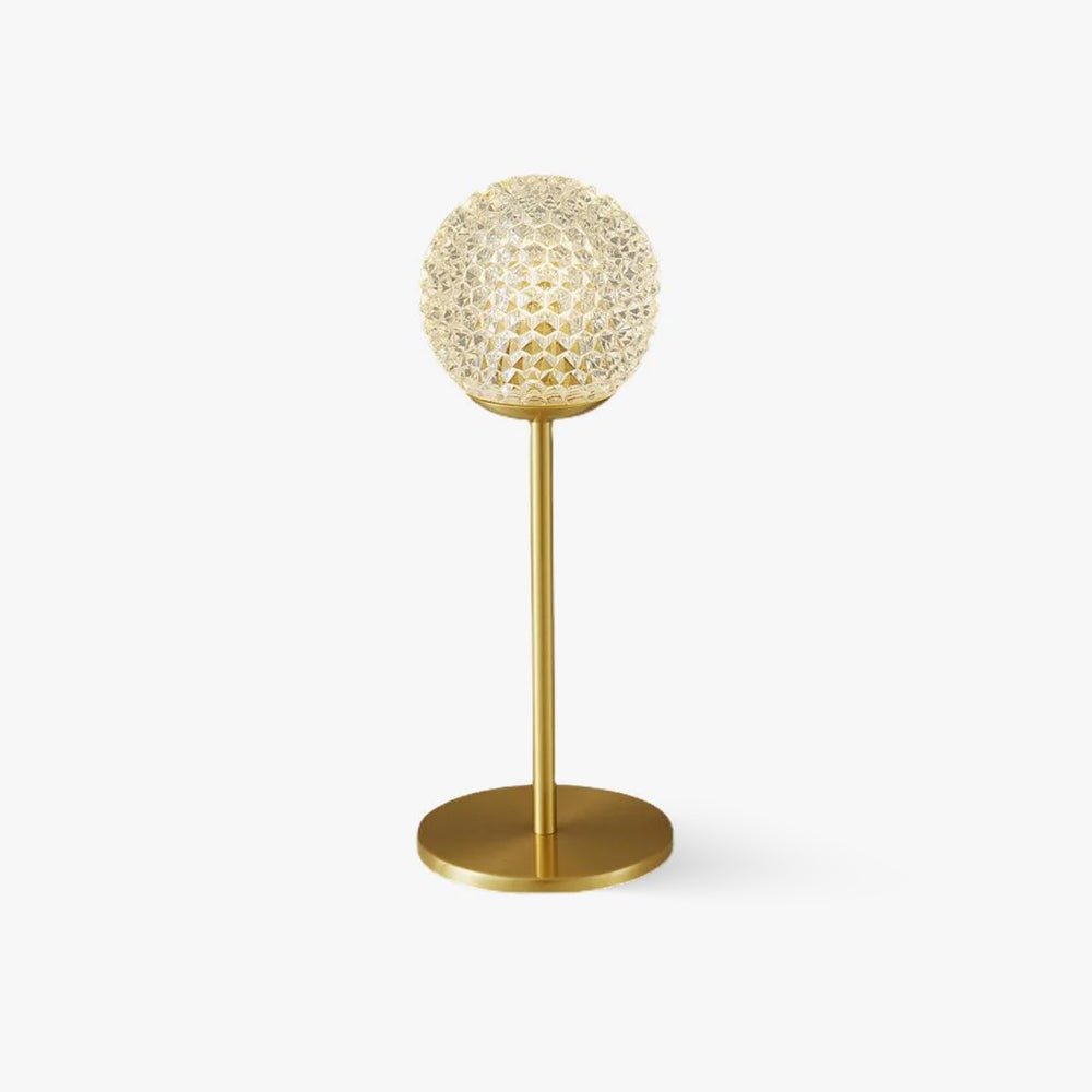 Elegant Crystal Globe Table Lamp with Polished Brass Finish and Spherical Shade