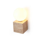 Minimalist Natural Yellow Travertine Stone Cube Wall Sconce Modern Indoor Geometric Lighting Fixture