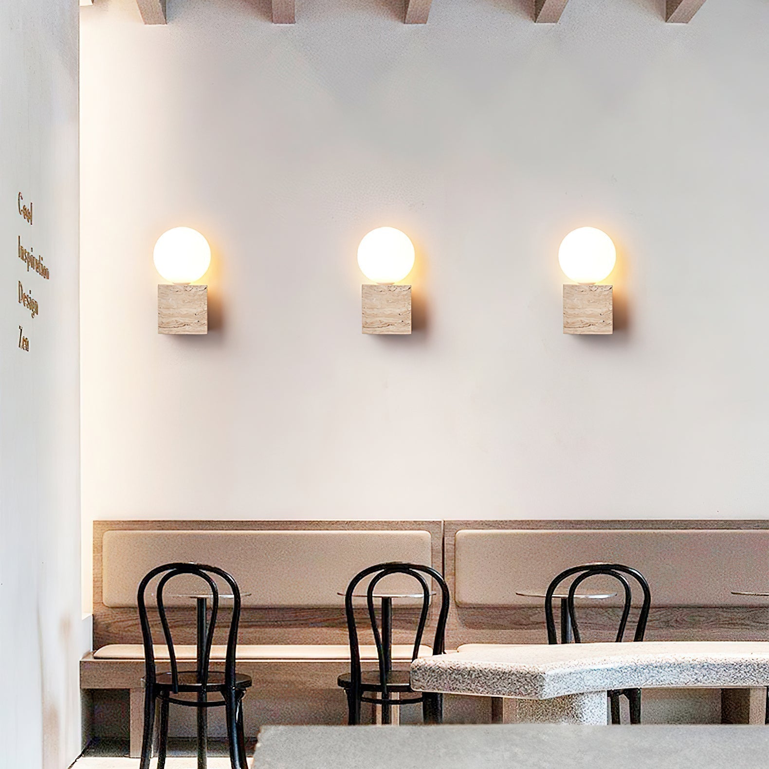 Minimalist Natural Yellow Travertine Stone Cube Wall Sconce Modern Indoor Geometric Lighting Fixture