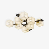 Cubist Alabaster Cluster Flush Mount Ceiling Light Modern Geometric Stone Lamp