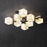 Cubist Alabaster Cluster Flush Mount Ceiling Light Modern Geometric Stone Lamp