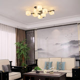 Cubist Alabaster Cluster Flush Mount Ceiling Light Modern Geometric Stone Lamp