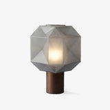 Cubo Artisanal Blown Glass Table Lamp with Smoky Finish and Metal Base