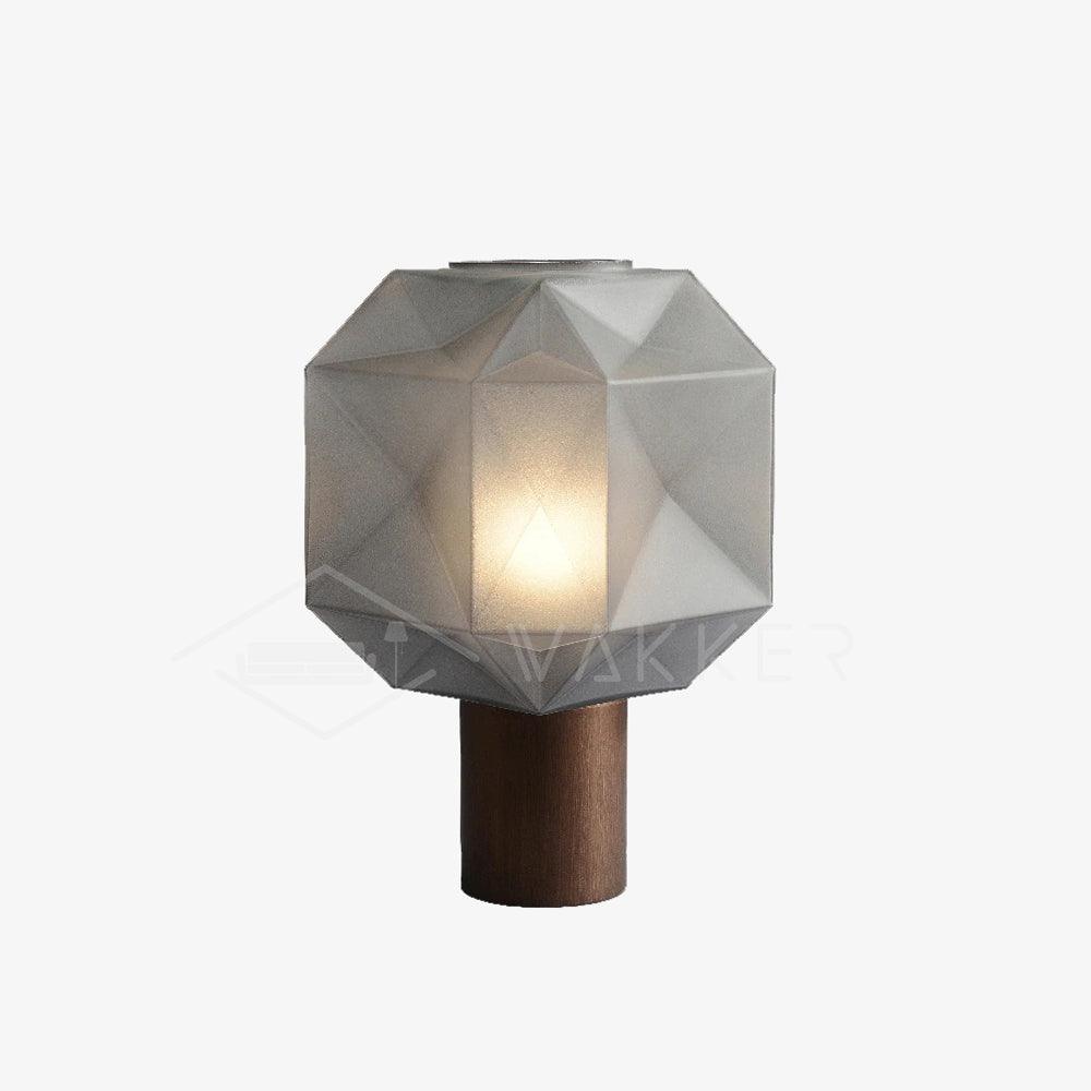 Cubo Artisanal Blown Glass Table Lamp with Smoky Finish and Metal Base