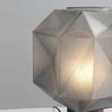Cubo Artisanal Blown Glass Table Lamp with Smoky Finish and Metal Base