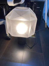Cubo Artisanal Blown Glass Table Lamp with Smoky Finish and Metal Base