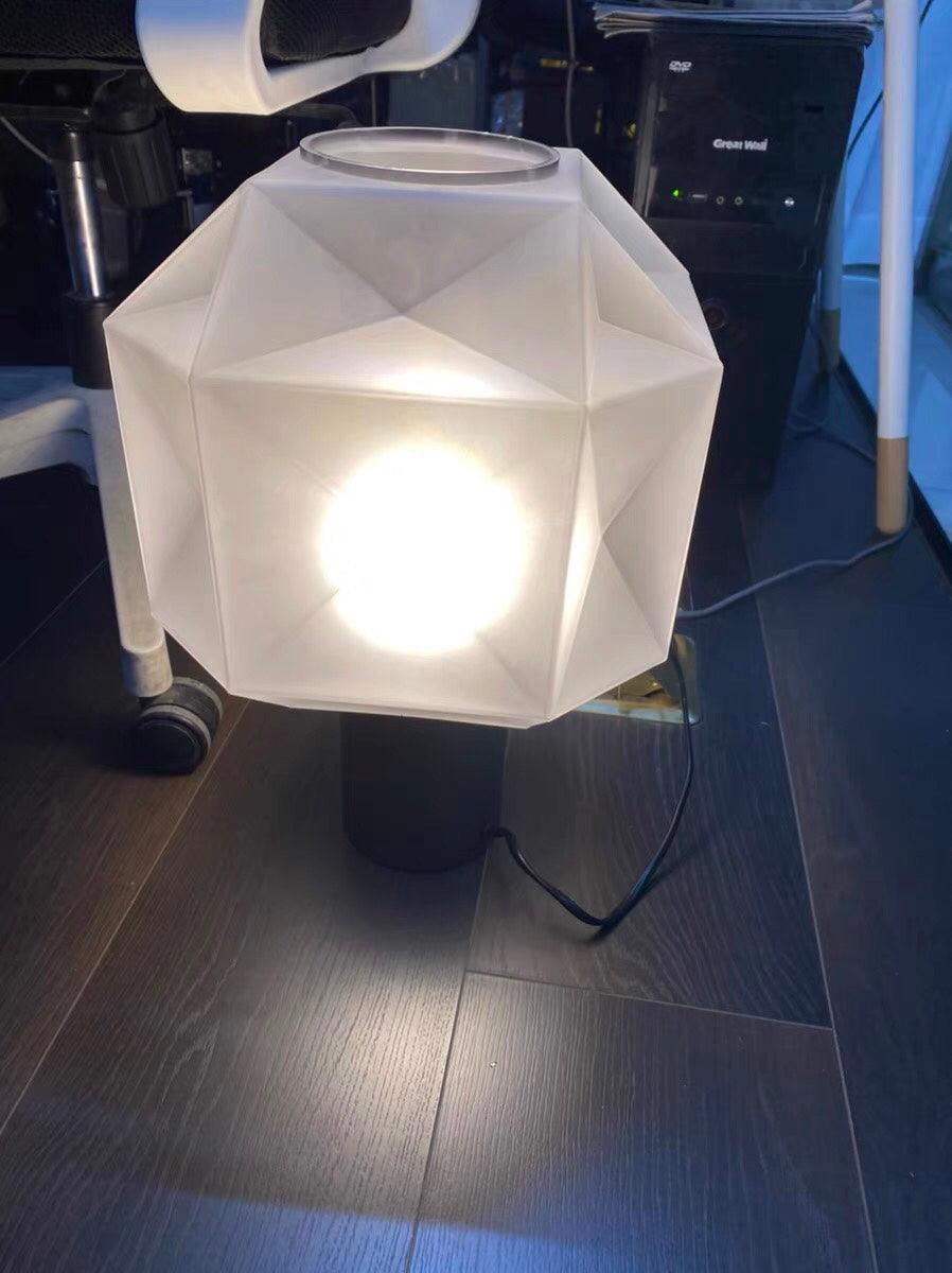 Cubo Artisanal Blown Glass Table Lamp with Smoky Finish and Metal Base