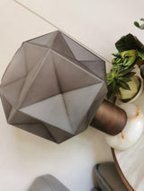 Cubo Artisanal Blown Glass Table Lamp with Smoky Finish and Metal Base
