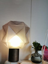 Cubo Artisanal Blown Glass Table Lamp with Smoky Finish and Metal Base