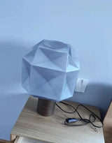 Cubo Artisanal Blown Glass Table Lamp with Smoky Finish and Metal Base