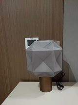 Cubo Artisanal Blown Glass Table Lamp with Smoky Finish and Metal Base