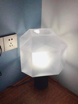 Cubo Artisanal Blown Glass Table Lamp with Smoky Finish and Metal Base